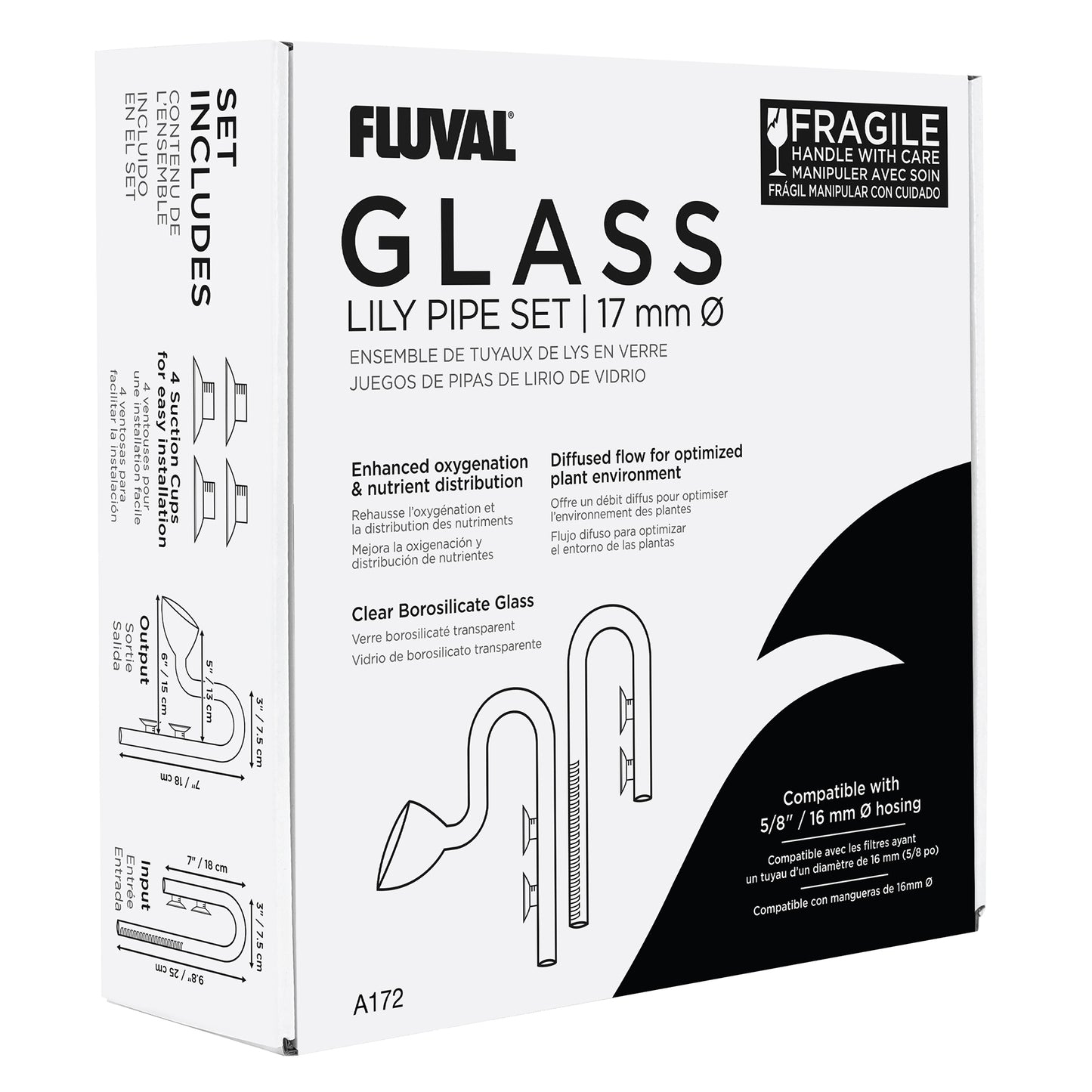 Fluval Glass Lily Pipe Set - 17 mm