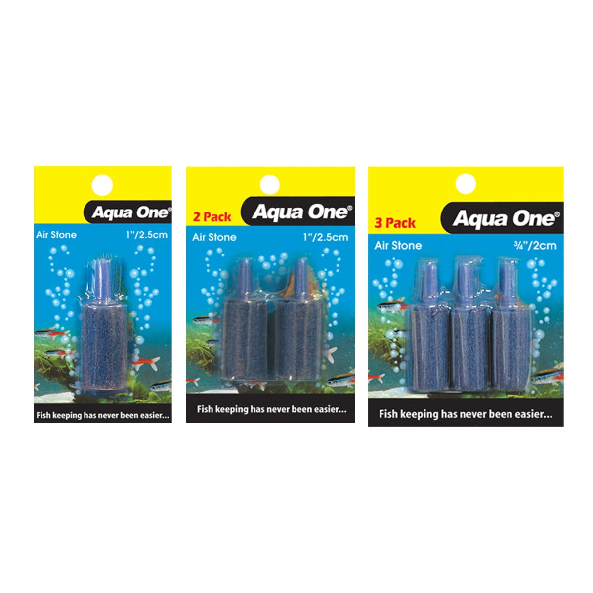 Aqua One airstone range, 2.5 cm (1 inch) 2-pack, for aquarium aeration
