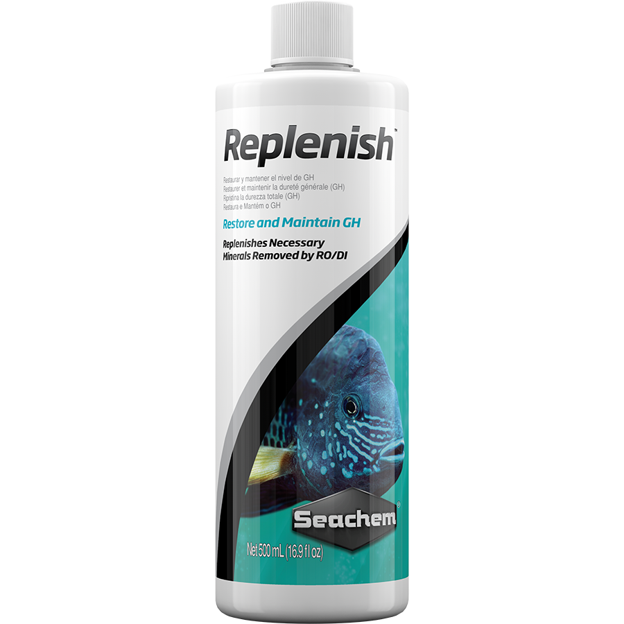 Bottle of Seachem Replenish mineral supplement for RO water