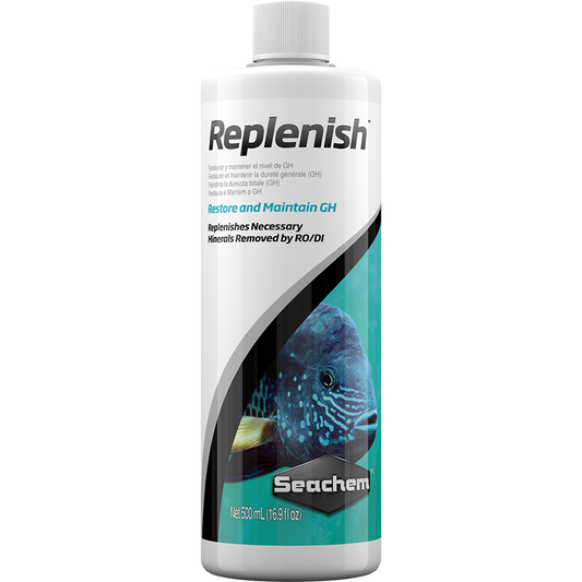 Bottle of Seachem Replenish mineral supplement for RO water