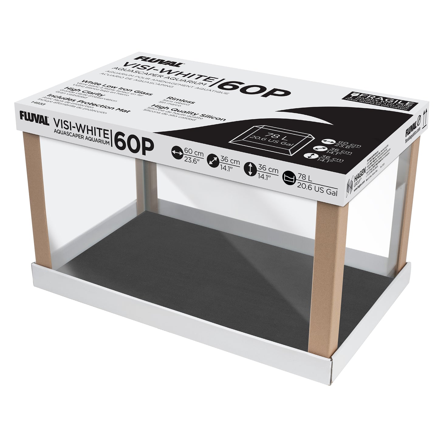 Fluval Visi-White 60P Aquarium Tank - 20.6 US Gal / 78 L