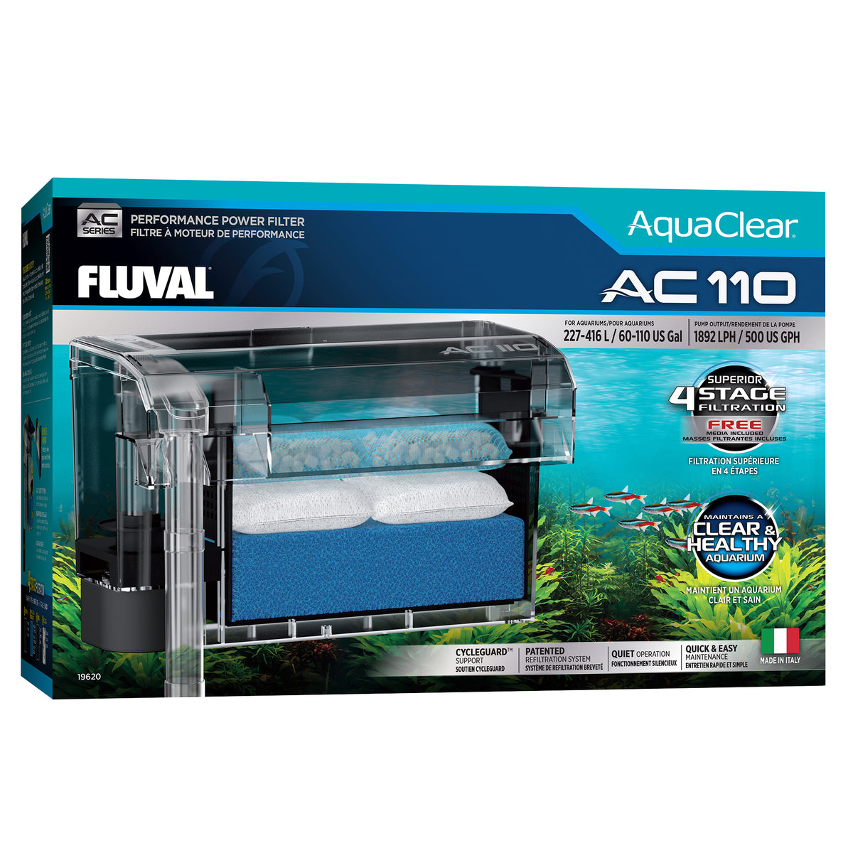 AquaClear hang-on-back power filter with a refillable media basket