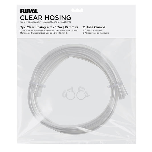 Fluval Clear Hosing and Hose Clamps - 2 piece - 4 ft (1.2 m) - 16 mm