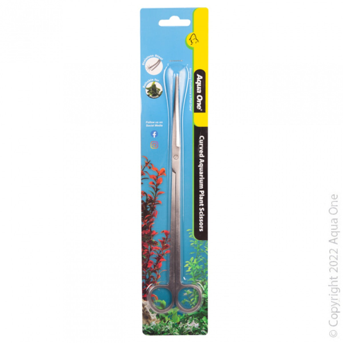 Aqua One curved stainless steel aquarium plant scissors, 25 cm