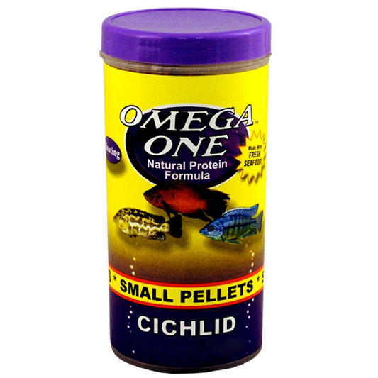 Omega One Cichlid Small Pellet, a floating pellet for small cichlids