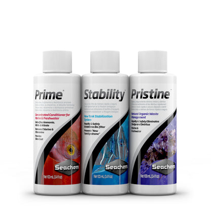 Seachem SureStart Aquarium Conditioning Pack Contains 100mL Bottles of Prime, Stability and Pristine