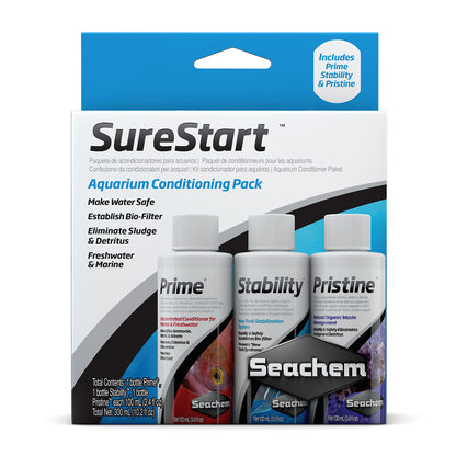 Seachem SureStart Aquarium Conditioning Pack Contains 100mL Bottles of Prime, Stability and Pristine